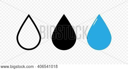 Water Drop Line Icon. Drop Of Water In Flat Style. Vector Illustration