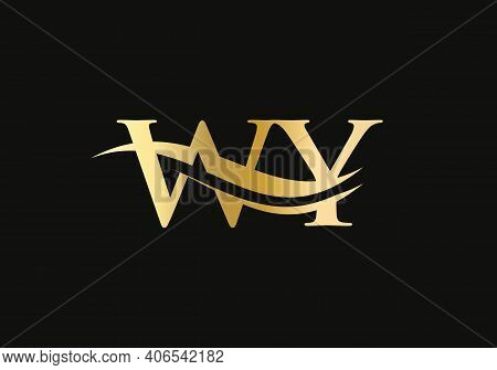 Swoosh Letter Wy Logo Design For Business And Company Identity. Water Wave Wy Logo With Modern Trend