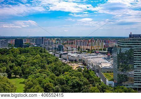 Bratislava, Slovakia - July 9, 2019: The Modern District Of The City Seen From The Ufo Tower Of The 