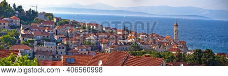 Town Of Sutivan Skyline Panoramic View, Island Of Brac, Dalmatia Archipelago Of Croatia
