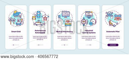 Cyber-physical Systems Application Onboarding Mobile App Page Screen With Concepts. Smart Grid, Med 