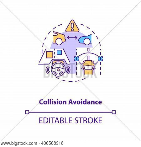 Collision Avoidance Concept Icon. Cyber-physical System Usage Idea Thin Line Illustration. Collision