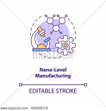 Nano-level Manufacturing Concept Icon. Cyber-physical Systems Usage Benefit Idea Thin Line Illustrat