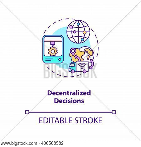 Decentralized Decisions Concept Icon. Industry 4.0 Design Principle Idea Thin Line Illustration. Mak