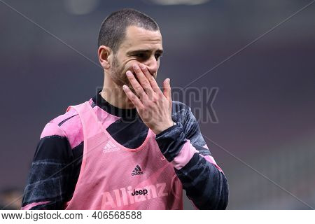 Milano, Italy. 02th Fabruary 2021 . Leonardo Bonucci Of Juventus Fc  During The Coppa Italia Semi-fi