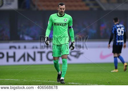 Milano, Italy. 02th Fabruary 2021 . Samir Handanovic Of Fc Internazionale  During The Coppa Italia S