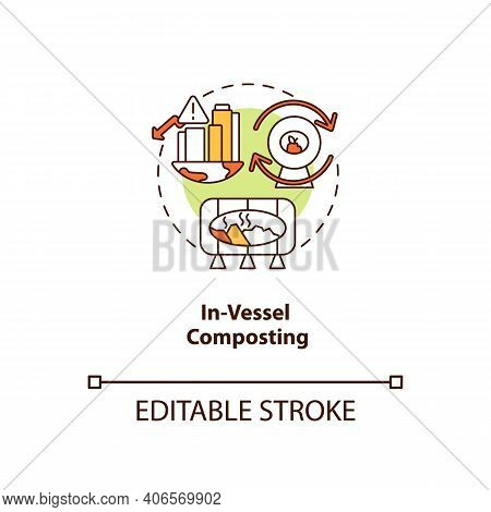 In-vessel Composting Concept Icon. Composting Method Idea Thin Line Illustration. Treating Food And 