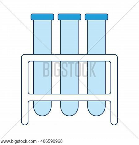 Icon Of Covid-19, Three Vials Of Vaccine, Blood And Biomaterialof For A Medical Poster In Shades Of 