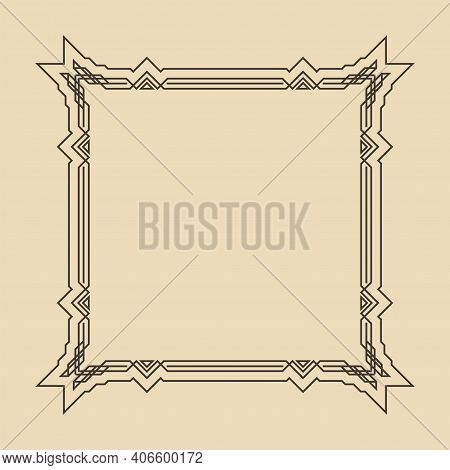 Art Deco Frame. Artwork Graphic Pattern Culture. Orante Wedding Invintation. Vintage Retro Style Ban