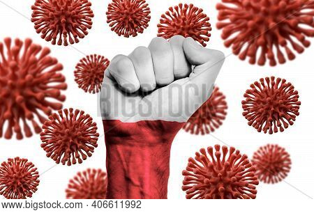 Poland Flag Fist Fighting Off Coronavius Disease