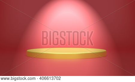 Golden Geometric Sphere Background Simple Podium Prototype Pallet Display And Commercial Product Con