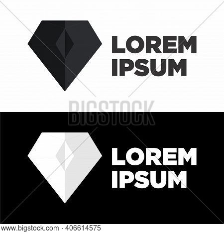Black And White Diamond Simple Graphic Design Logo Template. Monogram Illustration