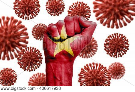 Vietnam Flag Fist Fighting Off Coronavius Disease
