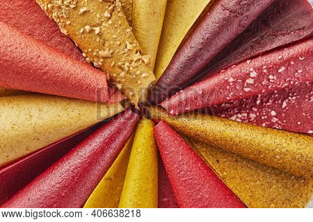 Sweet Pure Fruit Pastille In Rolls. Healthy Sweets - Lozenges, Fruit Chips. Natural Sweets From Berr