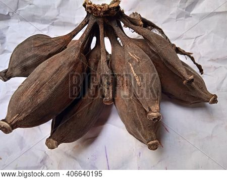 Thai Banana Fruit Withered Namwa White Background.