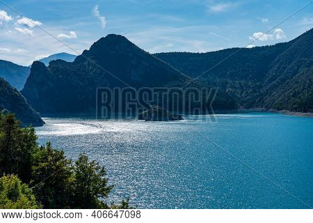 Scenic View Of Lac De Castillon Near Verdon River And Gorge, Saint-julien-du-verdon, Provence, Franc