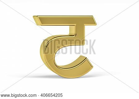 Golden Indian Letter - 3d Indian Letter On White Background - Translation: Letter 