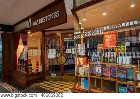 Chester; Uk: Jan 29, 2021: The Waterstones Book Shop On Eastgate Street Is Currently Closed Due To T