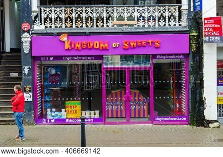 Chester; Uk: Jan 29, 2021: The Kingdom Of Sweets Store On Eastgate Street