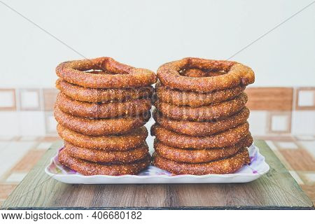 Selroti Famous Nepali Style Sweet Bread Made With Rice Flour,sugar & Ghee. Popular Nepali Snacks Sel