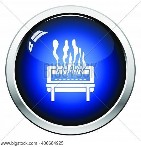 Chafing Dish Icon. Glossy Button Design. Vector Illustration.