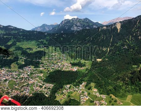 Flight Over The Village Of Triesenberg In Liechtenstein 26.5.2018