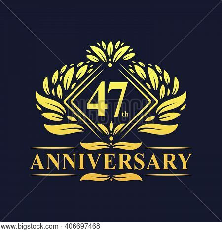 47 Years Anniversary Logo, Luxury Floral Golden 47th Anniversary Logo.