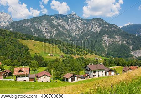 The Summer Landscape Near Studena Alta In Udine Province, Friuli-venezia Giulia, North East Italy