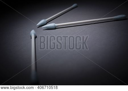 Horizontal Conceptual Photo With Three Hygienic Sticks, Laying Like Clock Hands Symbolizing The Limi