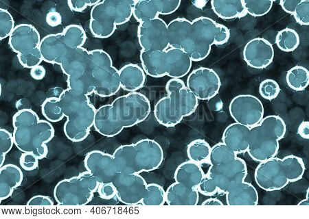 Modern Artistic Light Blue A Lot Biological Cells Digital Graphic Background Texture Illustration