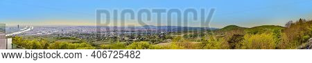 Scenic Panorama Of Vienna With The Suburbs And River Danube
