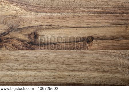 Beautiful Acacia Wood Texture. Rustic Look With Veins, Knots And Copy Space.