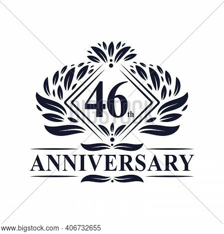 46 Years Anniversary Logo, Luxury Floral 46th Anniversary Logo.