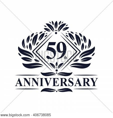 59 Years Anniversary Logo, Luxury Floral 59th Anniversary Logo.