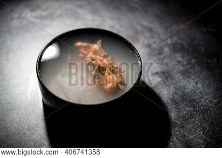 Beautiful View Of Molecular Cuisine Dish Prepared Using Liquid Smoke