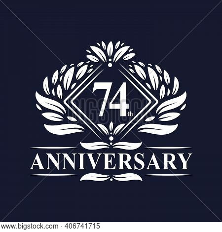74 Years Anniversary Logo, Luxury Floral 74th Anniversary Logo.