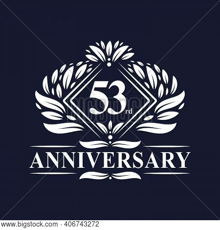 53 Years Anniversary Logo, Luxury Floral 53rd Anniversary Logo.
