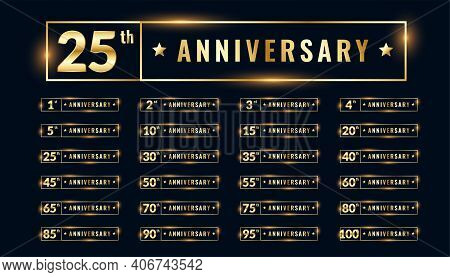 Bif Set Of Anniversary Labels And Emblems