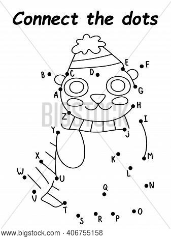 Connect The Dots Game With Baby Bear Stock Vector Illustration. Connect All The Dots And Color Littl