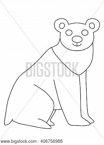 Funny Doodle Hand Drawn Polar Bear Stock Vector Illustration. Simple Black And White Outline Illustr