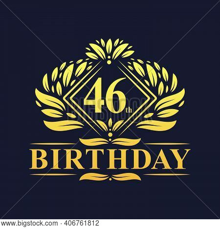 46 Years Birthday Logo, Luxury Golden 46th Birthday Celebration.