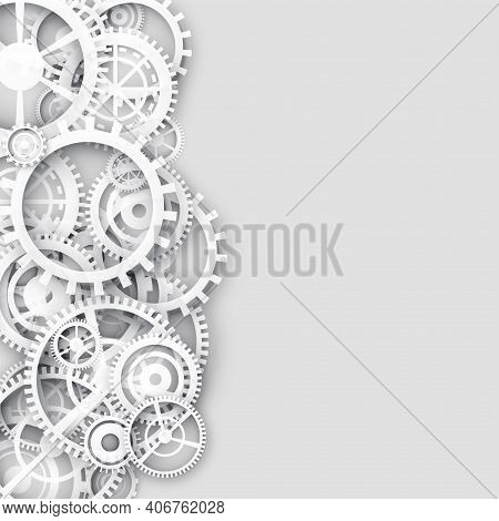 White Background With 3d Gears And Text Space