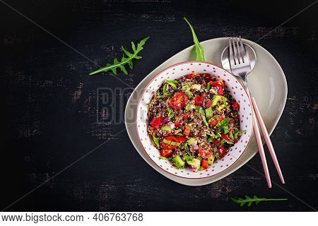 Tabbouleh With Quinoa. Tabbouleh Salad - Traditional Middle Eastern Cuisine. Vegetarian Salad With Q