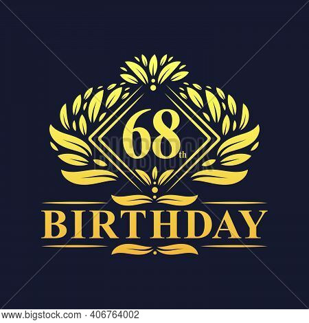 68 Years Birthday Logo, Luxury Golden 68th Birthday Celebration.