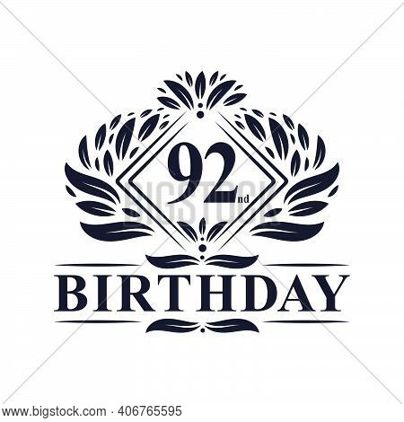 92 Years Birthday Logo, Luxury 92nd Birthday Celebration.