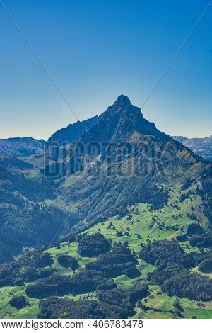 View From Amden Over The Walensee To The Great Mountain Muertschenstock. Muertschenstock, Gigantic M