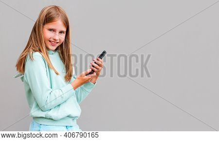 Crazy Cool Stylish Trendy Nice Cute Cheerful Adorable Lovely Attractive Blone Girl Isolated Over Gra
