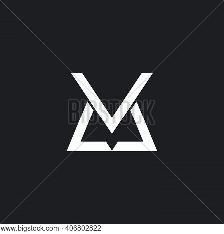 Abstract Letter Mv Geometric Line Simple Logo Vector