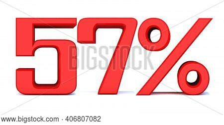 57 Percent Off 3d Sign On White Background, Special Offer 57% Discount Tag, Sale Up To 57 Percent Of