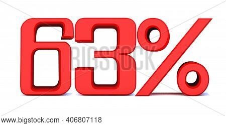 63 Percent Off 3d Sign On White Background, Special Offer 63% Discount Tag, Sale Up To 63 Percent Of